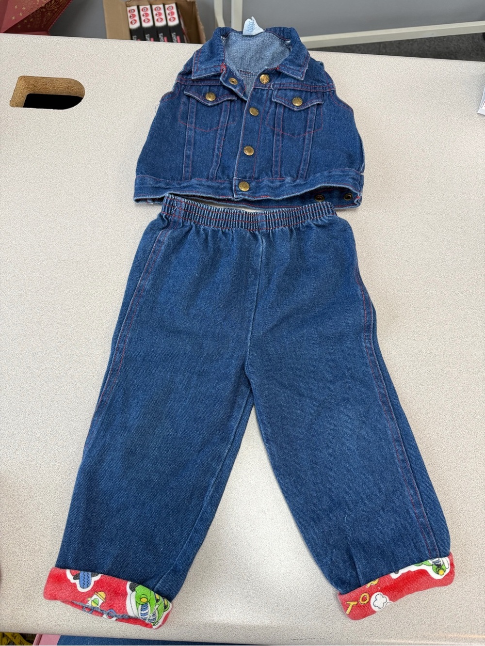 Vintage 90s Hopscotch Denim Vest & Pants Set 18M Toddler 2 Piece Outfit